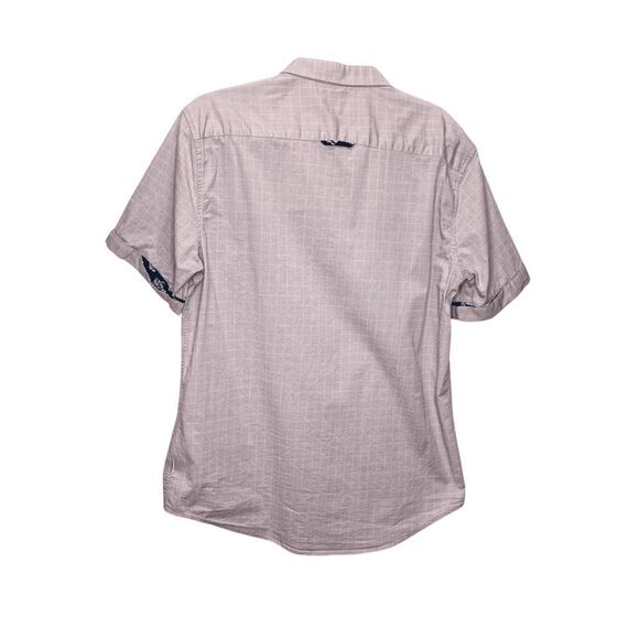 7 Diamonds Saga Stretch Pink Short Sleeve Button Down with Floral Accents Size L - Picture 5 of 6